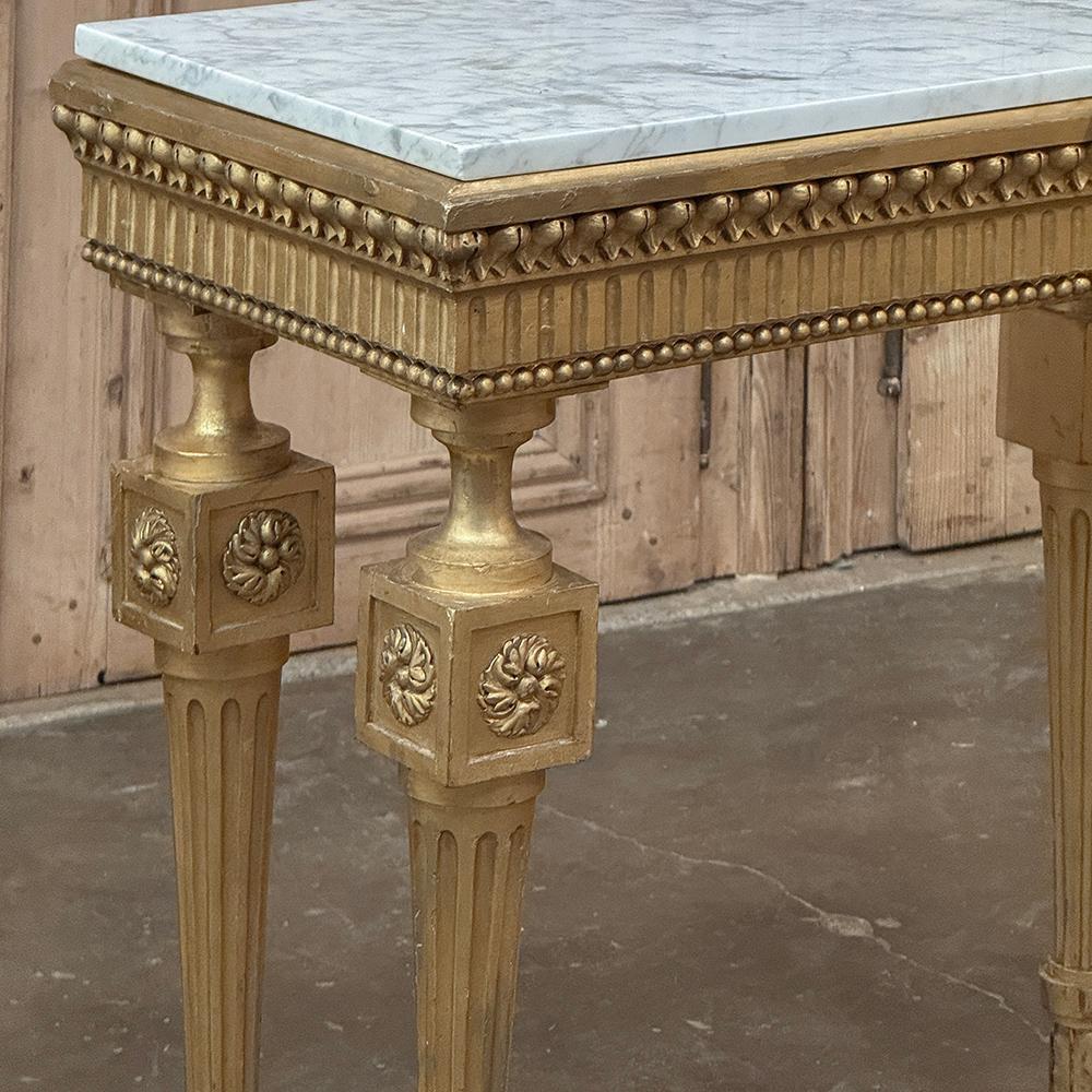 19th Century Italian Neoclassical Giltwood Console with Carrara Marble In Good Condition For Sale In Dallas, TX