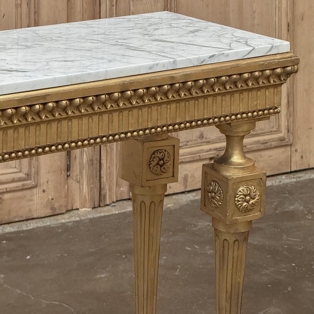 19th Century Italian Neoclassical Giltwood Console with Carrara Marble For Sale 1