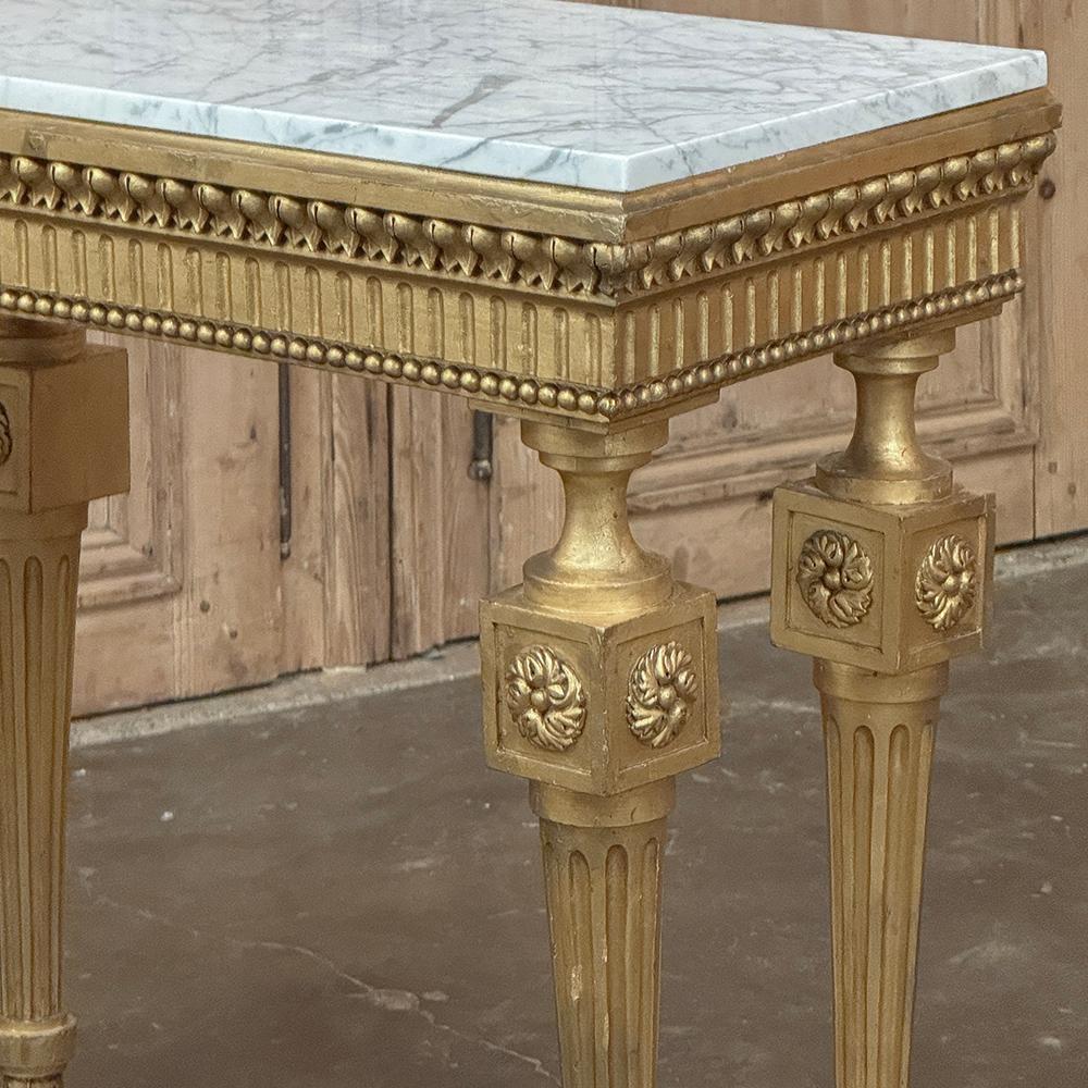 19th Century Italian Neoclassical Giltwood Console with Carrara Marble For Sale 3