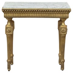 19th Century Italian Neoclassical Giltwood Console with Carrara Marble