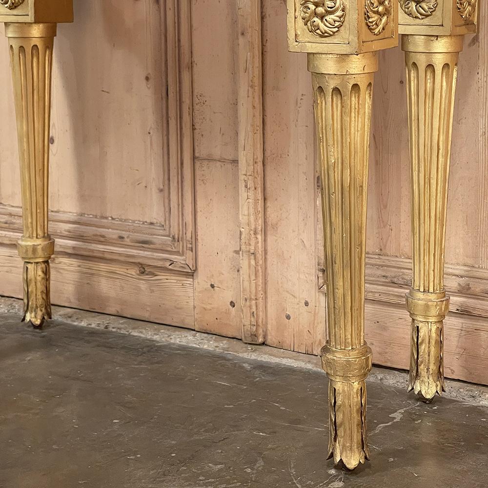 19th Century Italian Neoclassical Giltwood Console with Faux Marble Painted Top For Sale 4
