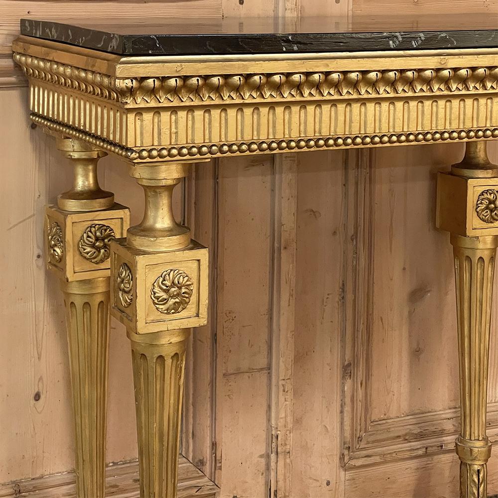 Late 19th Century 19th Century Italian Neoclassical Giltwood Console with Faux Marble Painted Top For Sale