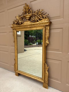 19th Century Italian Neoclassical Giltwood Mirror with Carved Urn and Foliage