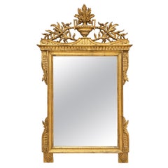 19th Century Italian Neoclassical Giltwood Mirror with Carved Urn and Foliage