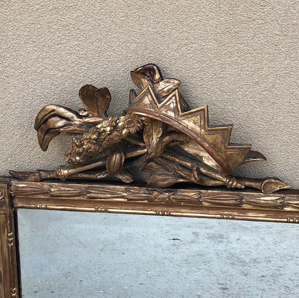 Beveled 19th Century Italian Neoclassical Hand Carved Giltwood Mirror