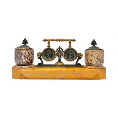 19th Century Italian Neoclassical Inkwell in Siena Marble and Bronze