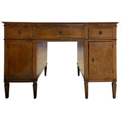 19th Century Italian Neoclassical Inlaid Walnut Desk