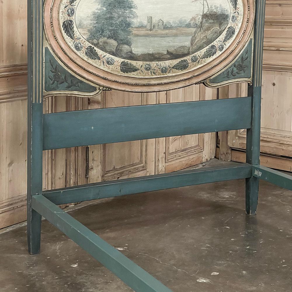 19th Century Italian Neoclassical Louis XVI Painted 3/4 Bed For Sale 5
