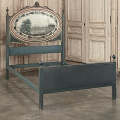 19th Century Italian Neoclassical Louis XVI Painted 3/4 Bed