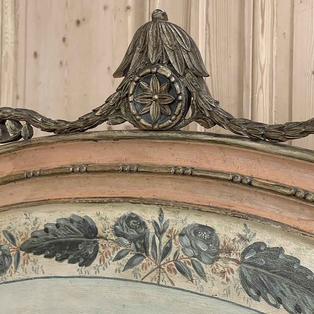 Fin du XIXe siècle Lit néoclassique italien du 19ème siècle peint de style Louis XVI, 3/4 de lit en vente