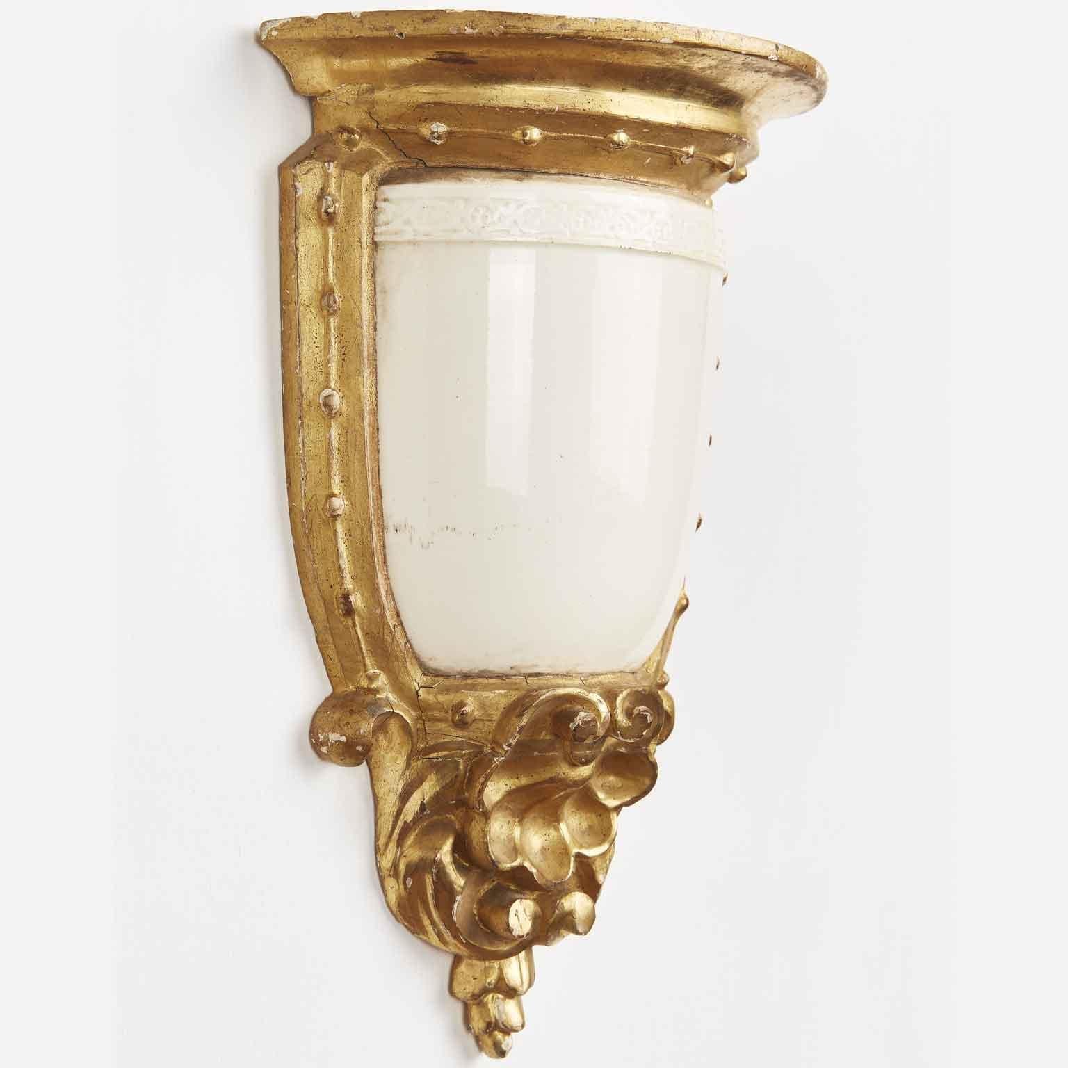 19th Century Italian Neoclassical Majolica Pair of Wall Brackets for Sconces In Good Condition For Sale In Milan, IT