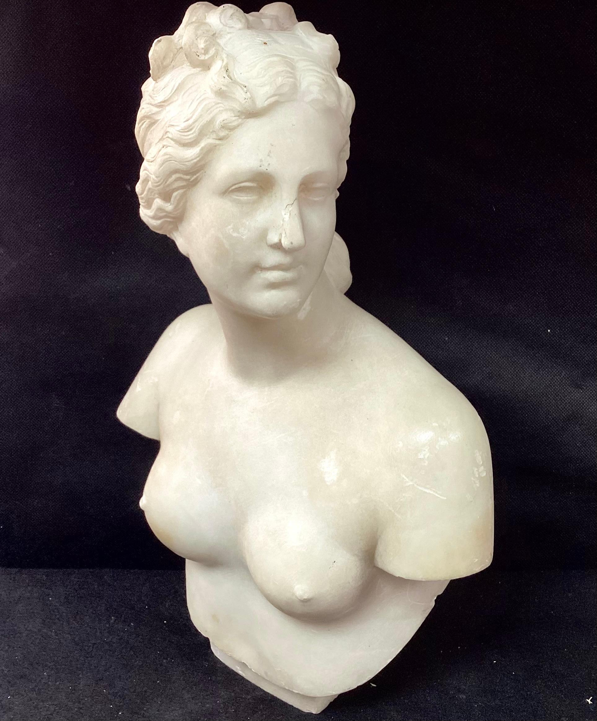 19th Century Italian Neoclassical Marble Bust In Good Condition For Sale In Bradenton, FL