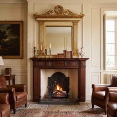 Ivory Giltwood Italian Neoclassical Fireplace Mirror, Circa 1840