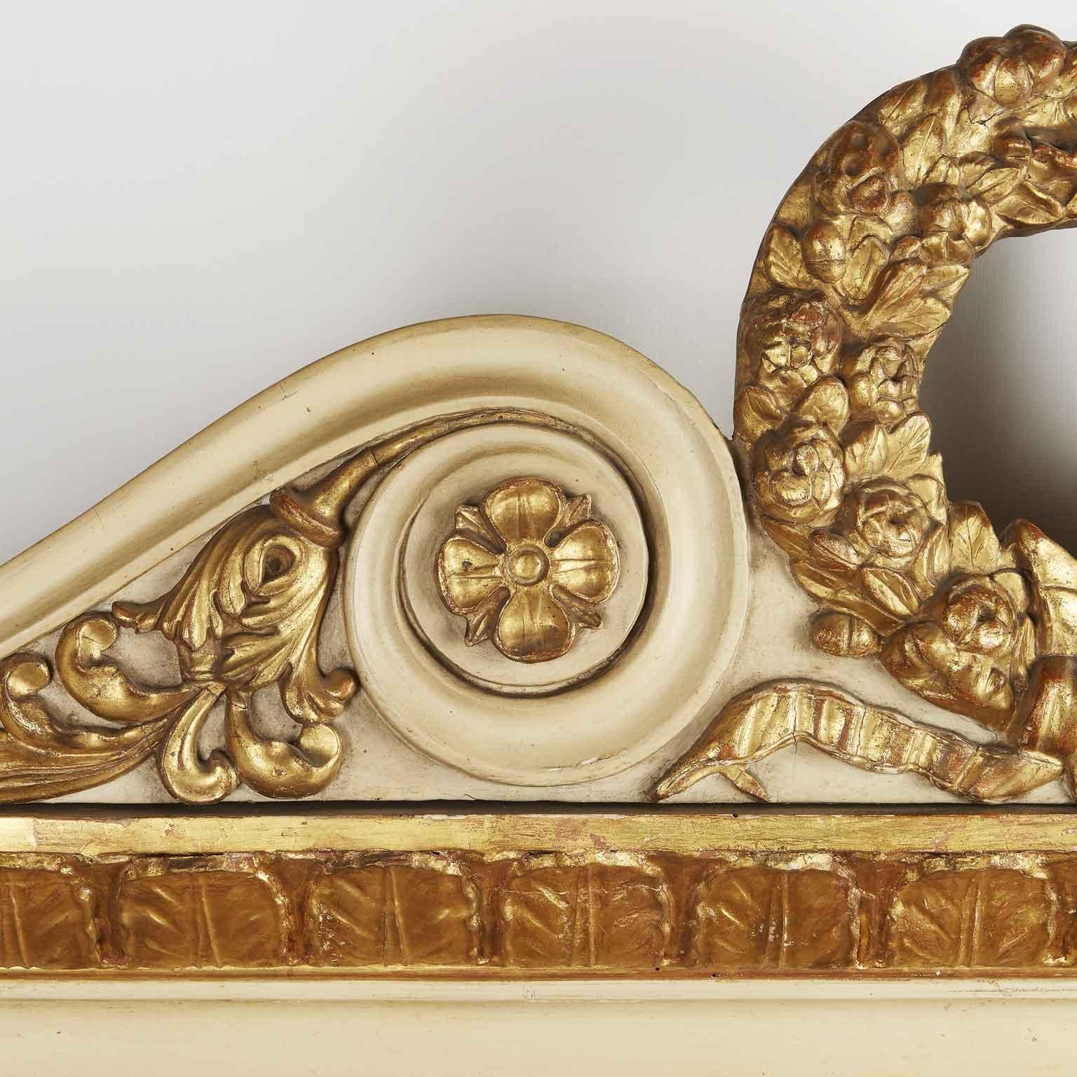 19th Century Italian Neoclassical Mirror Ivory and Giltwood Overmantel For Sale 3