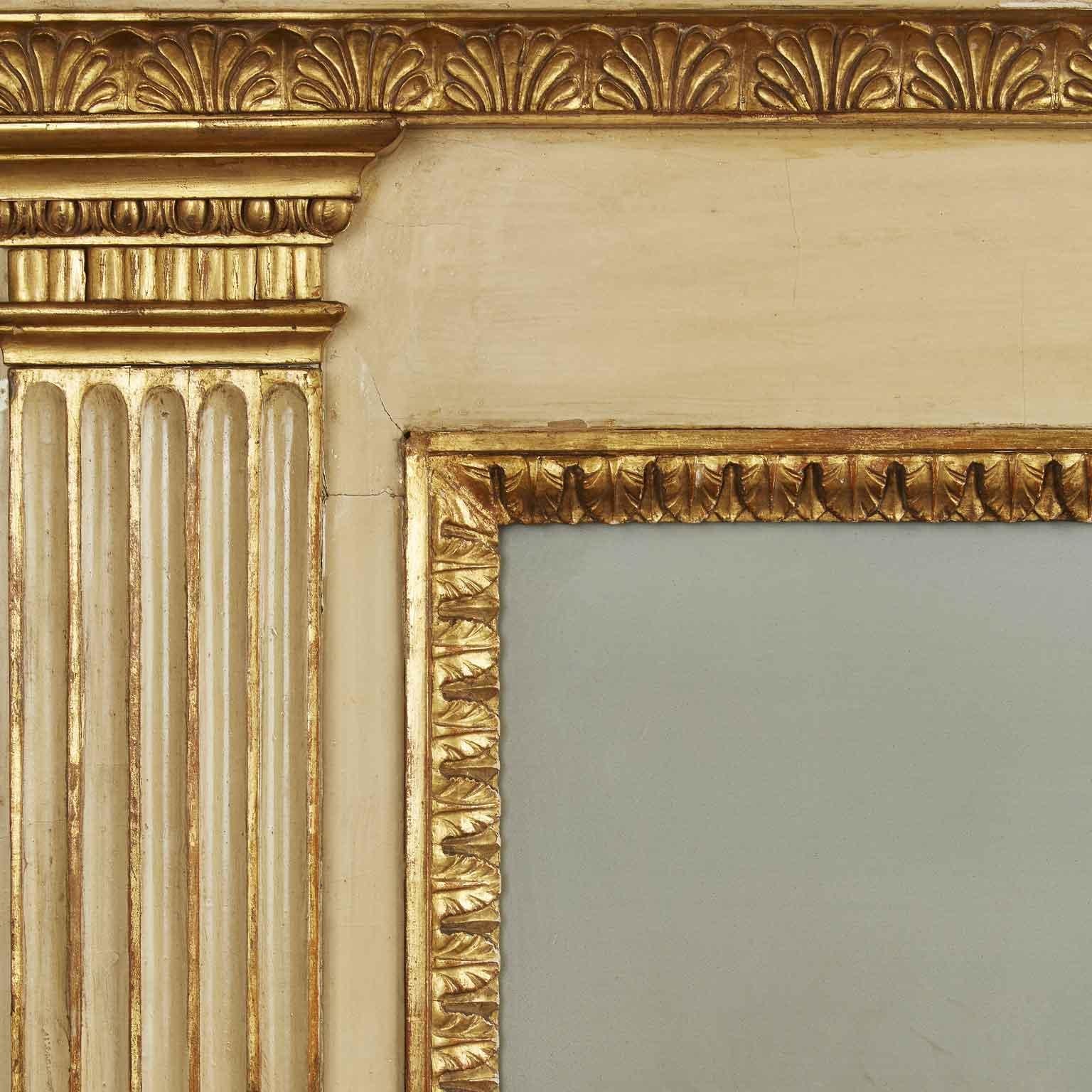 19th Century Italian Neoclassical Mirror Ivory and Giltwood Overmantel For Sale 5