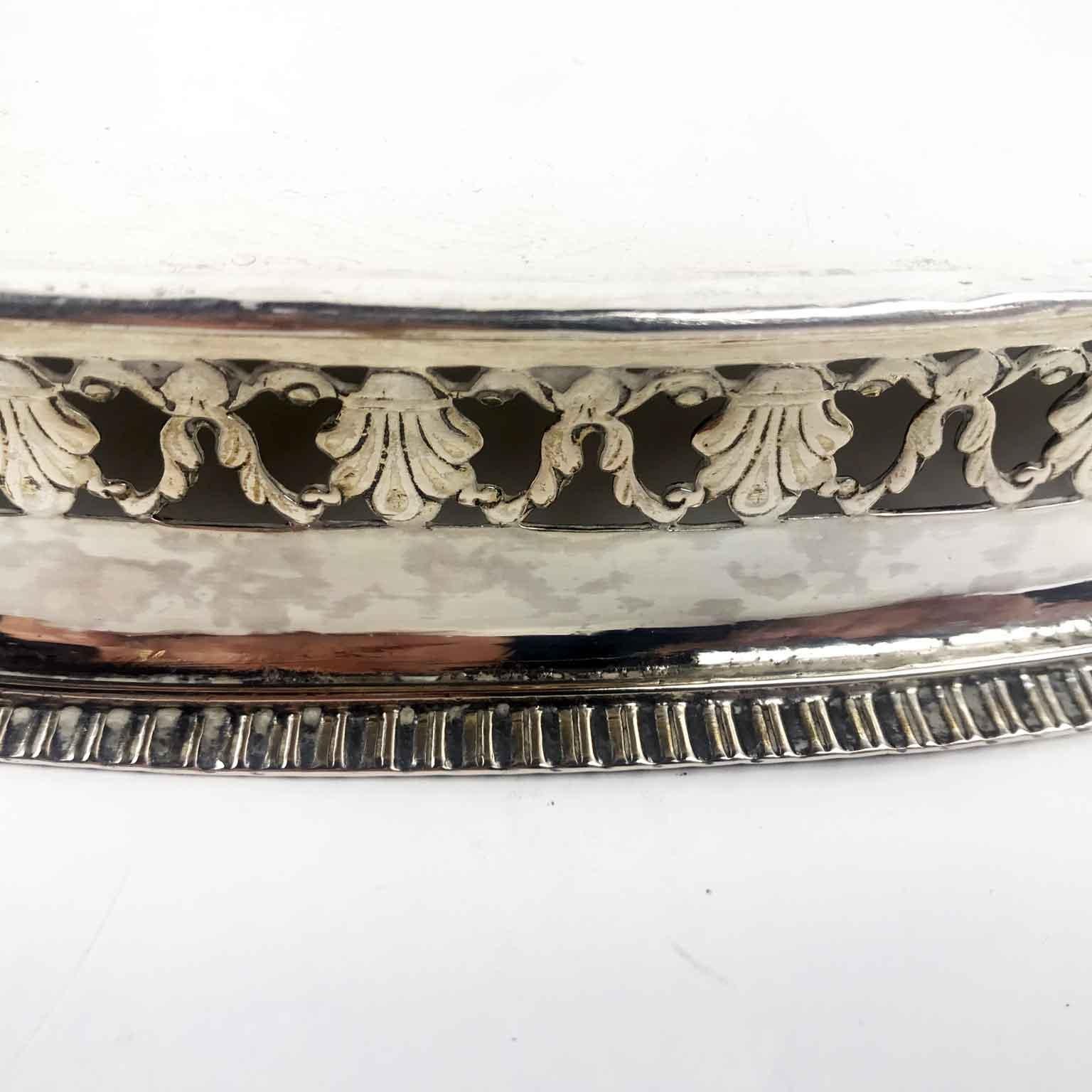 19th Century Italian Neoclassical Oval Silver Tray Venetian Origin circa 1820s 5