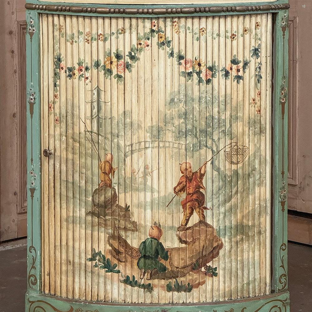 19th Century Italian Neoclassical Painted Corner Cabinet ~ Vitrine For Sale 5