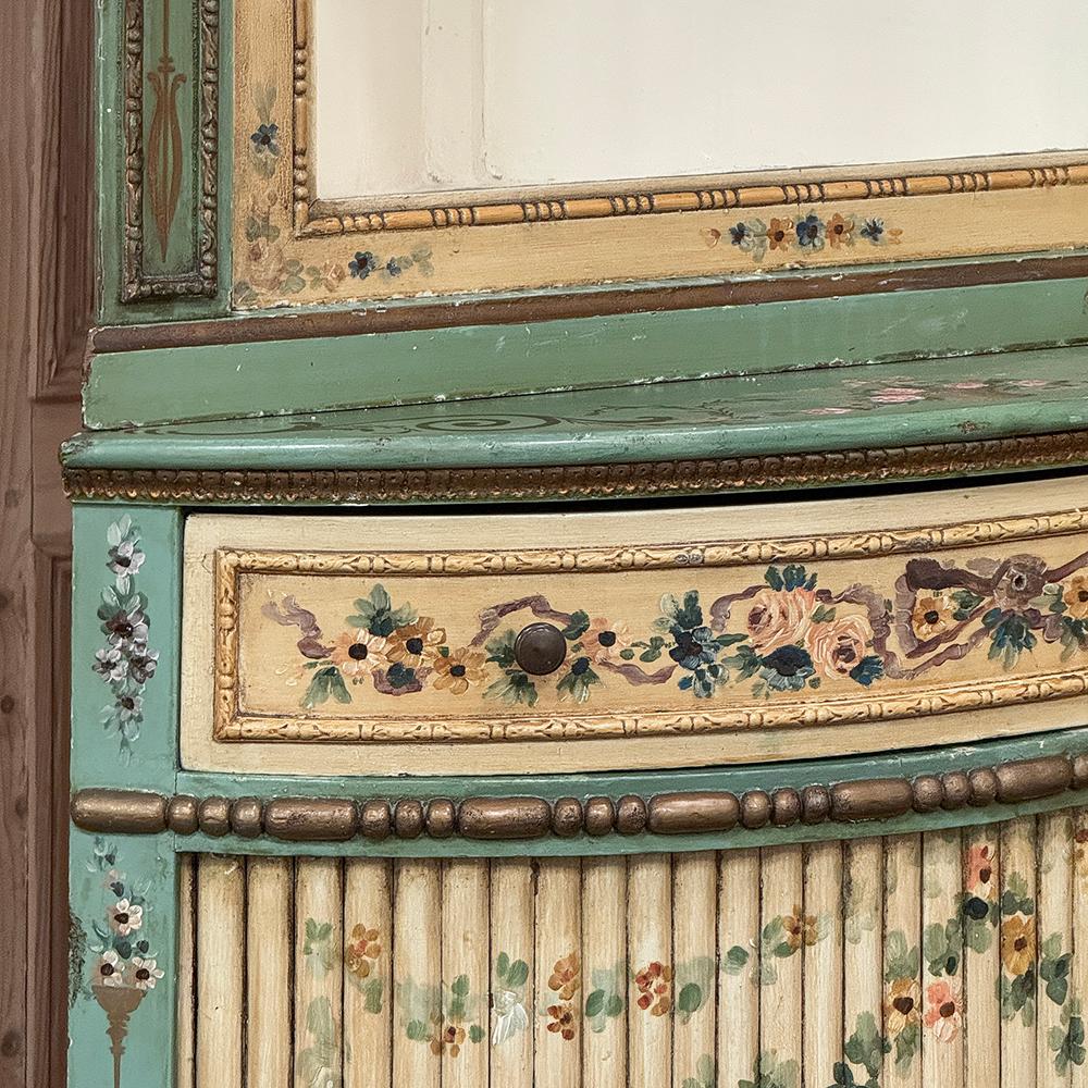 19th Century Italian Neoclassical Painted Corner Cabinet ~ Vitrine For Sale 7