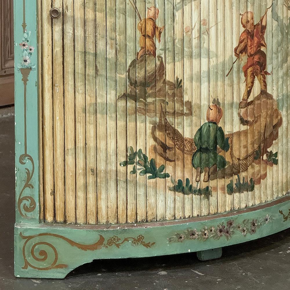 19th Century Italian Neoclassical Painted Corner Cabinet ~ Vitrine For Sale 8