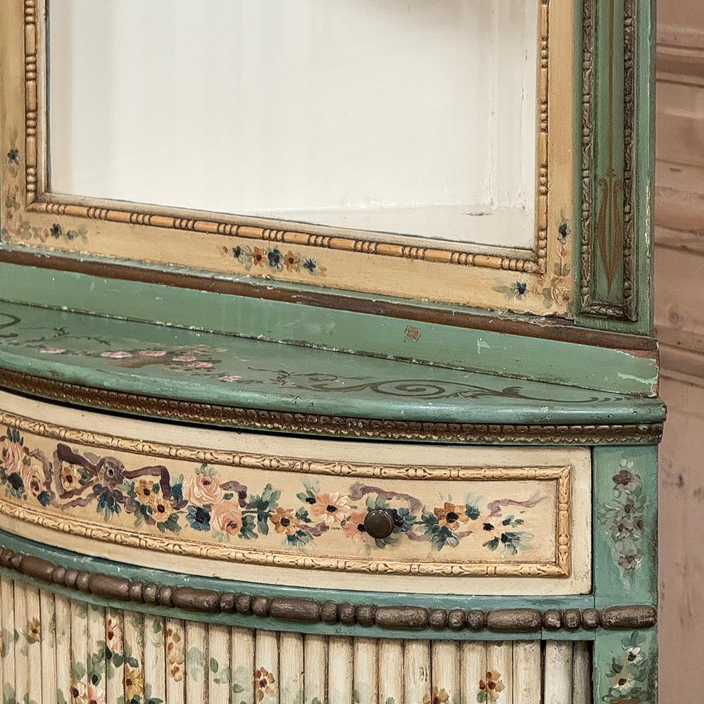 19th Century Italian Neoclassical Painted Corner Cabinet ~ Vitrine For Sale 10