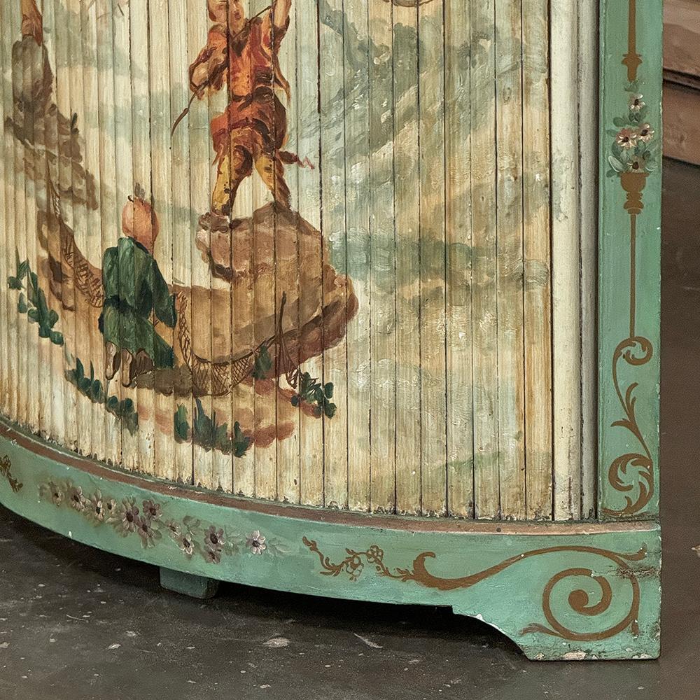 19th Century Italian Neoclassical Painted Corner Cabinet ~ Vitrine For Sale 11