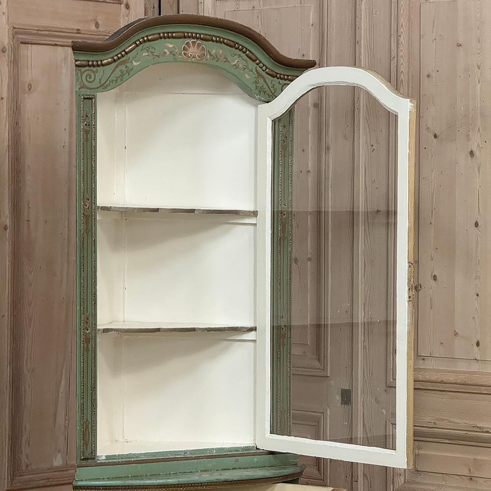Late 19th Century 19th Century Italian Neoclassical Painted Corner Cabinet ~ Vitrine For Sale