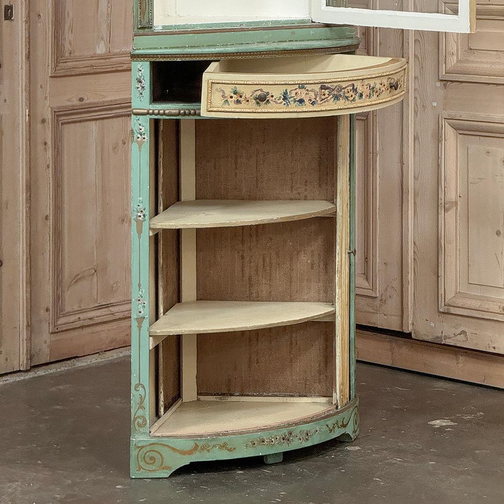 19th Century Italian Neoclassical Painted Corner Cabinet ~ Vitrine For Sale 1
