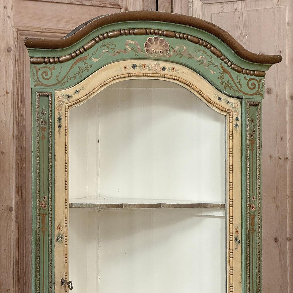 19th Century Italian Neoclassical Painted Corner Cabinet ~ Vitrine For Sale 2