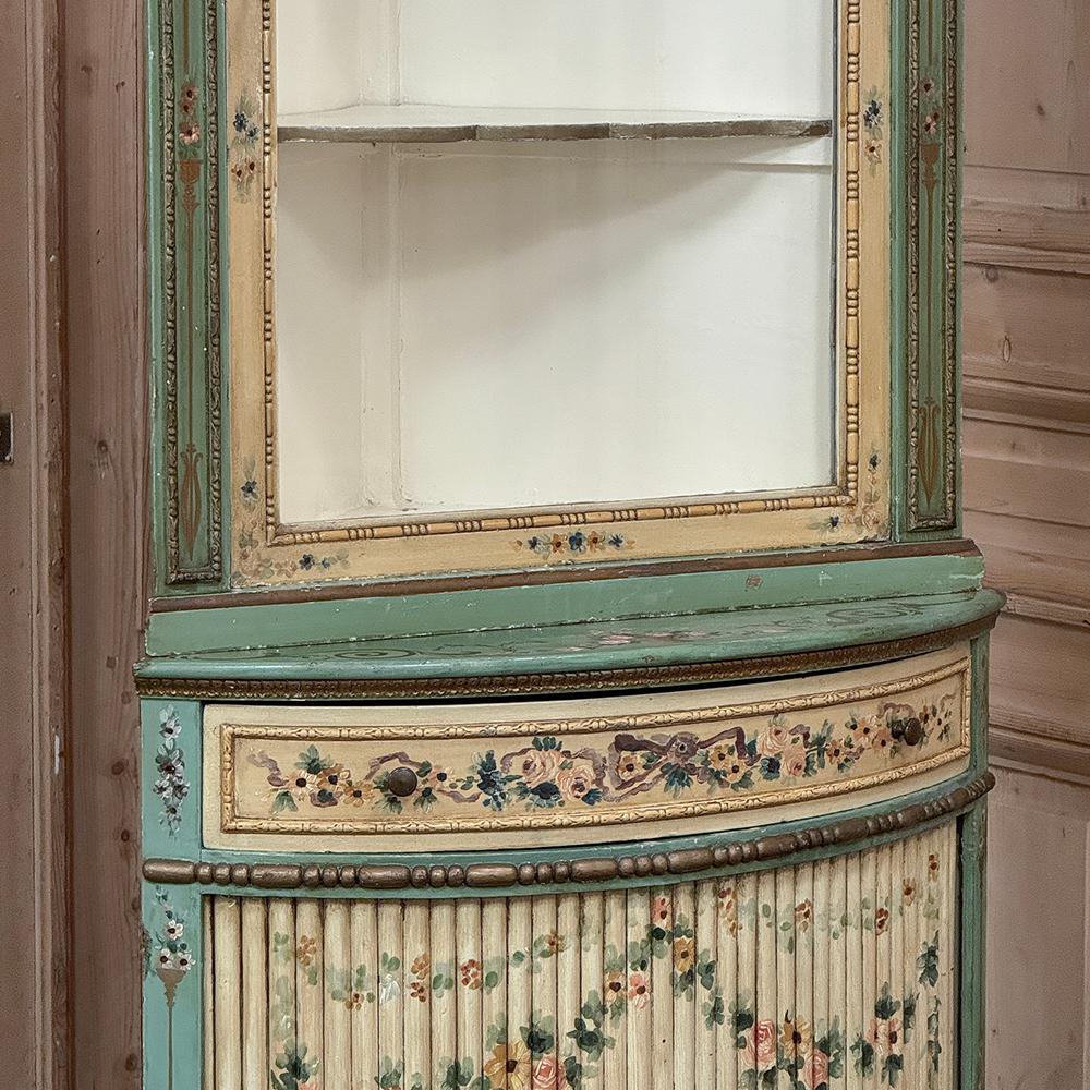 19th Century Italian Neoclassical Painted Corner Cabinet ~ Vitrine For Sale 3