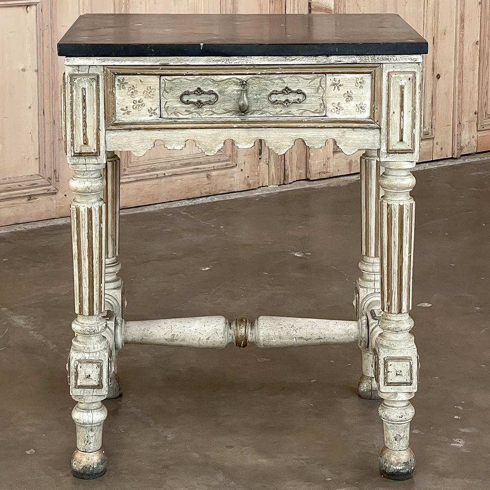 Neoclassical Revival 19th Century Italian Neoclassical Painted Marble Top End Table For Sale