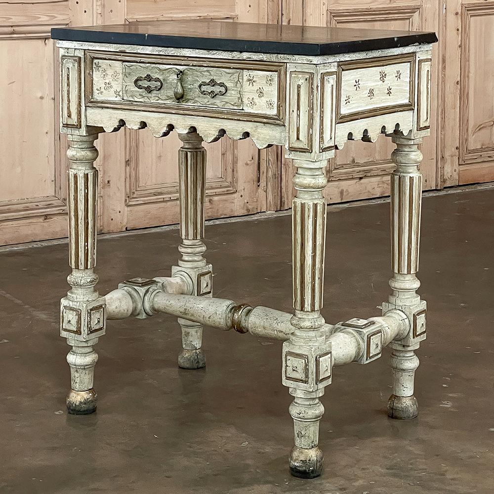 Hand-Crafted 19th Century Italian Neoclassical Painted Marble Top End Table For Sale