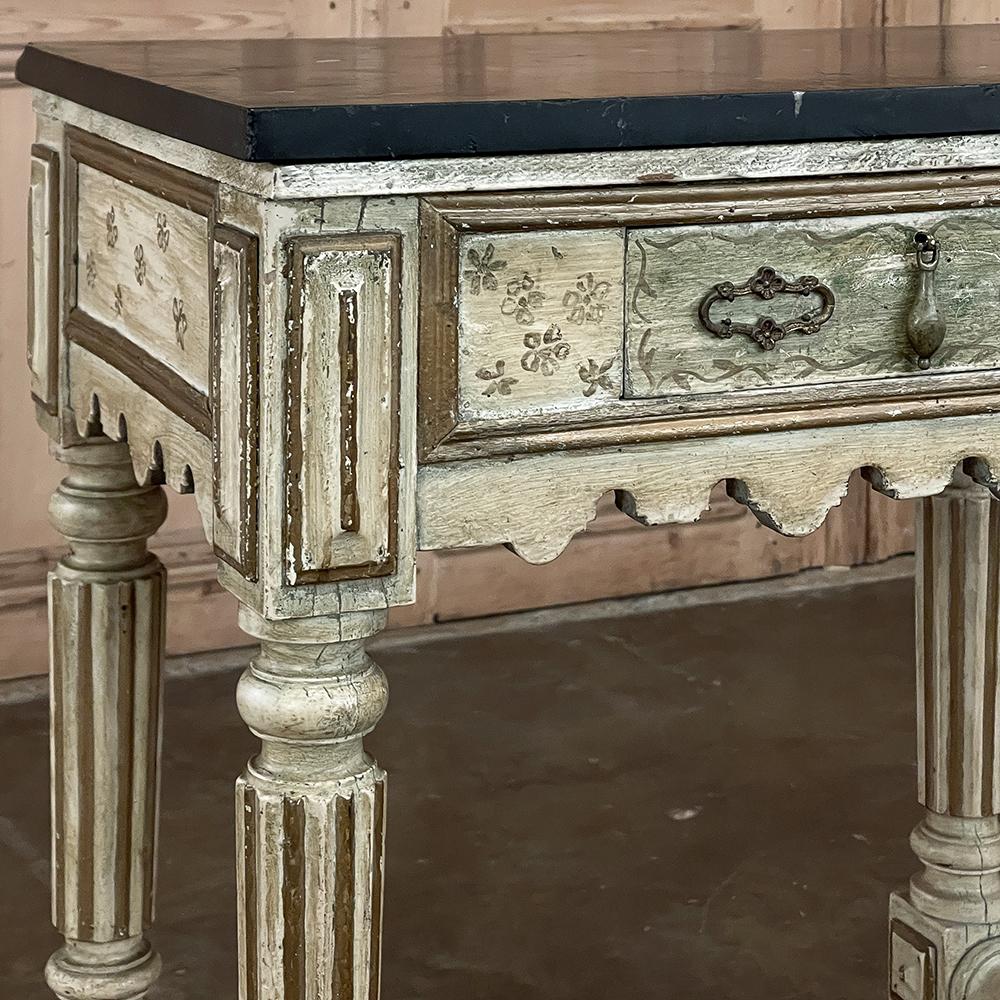 19th Century Italian Neoclassical Painted Marble Top End Table For Sale 3