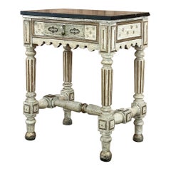 Table d'appoint néoclassique italienne du 19ème siècle avec plateau en marbre peint