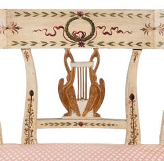 19th Century Italian Neoclassical Painted Settee with Carved Swan