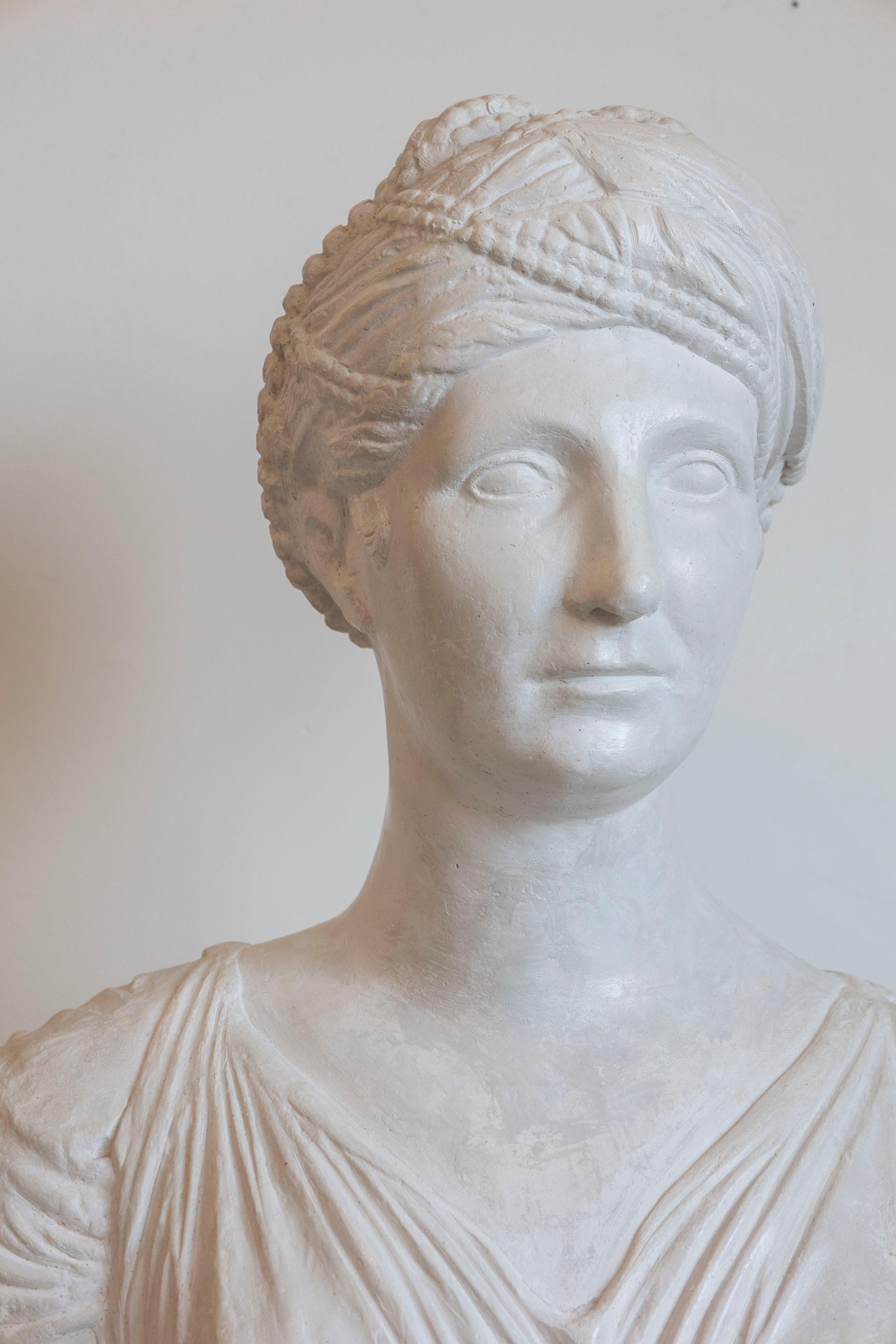 19th Century Italian Neoclassical Plaster Bust of a Roman Woman In Good Condition For Sale In Atlanta, GA
