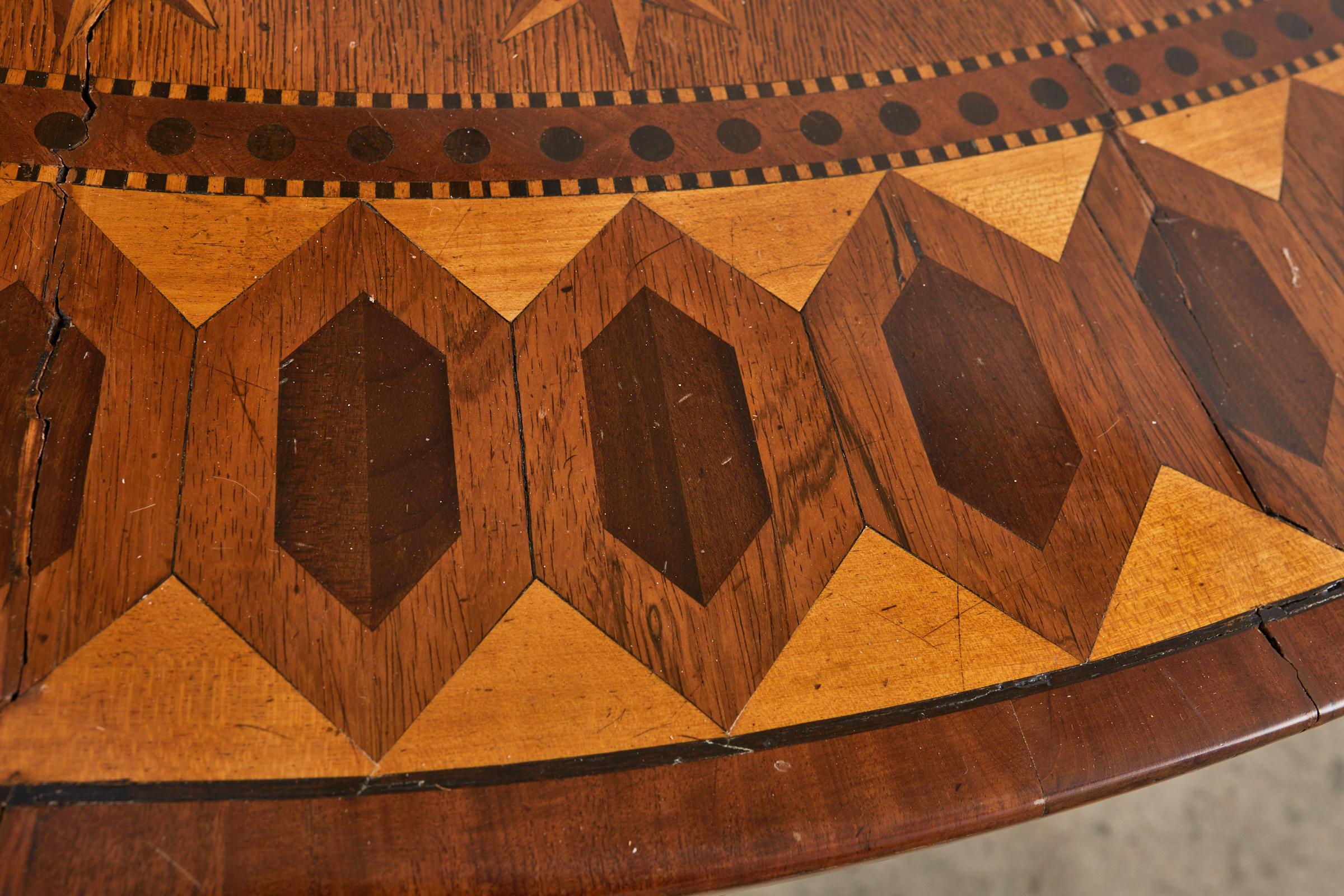 19th Century Italian Neoclassical Parquetry Walnut Dining Centre Table For Sale 8