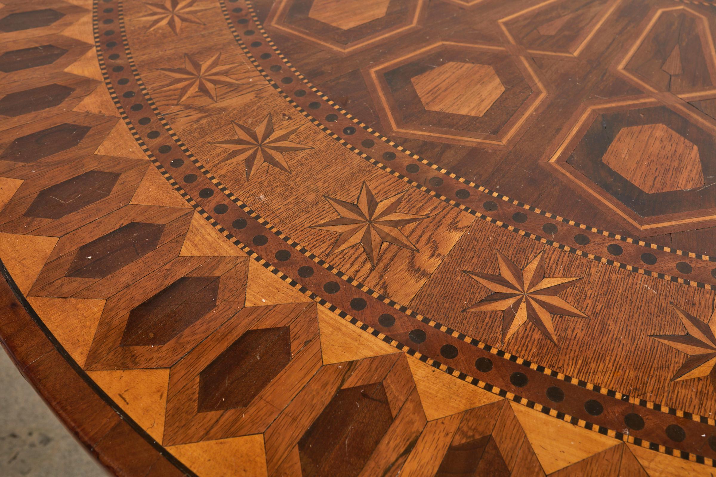 19th Century Italian Neoclassical Parquetry Walnut Dining Centre Table For Sale 5