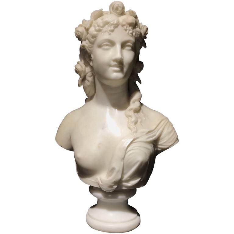 19th Century Italian Neoclassical Sculpture White Marble Signed ...