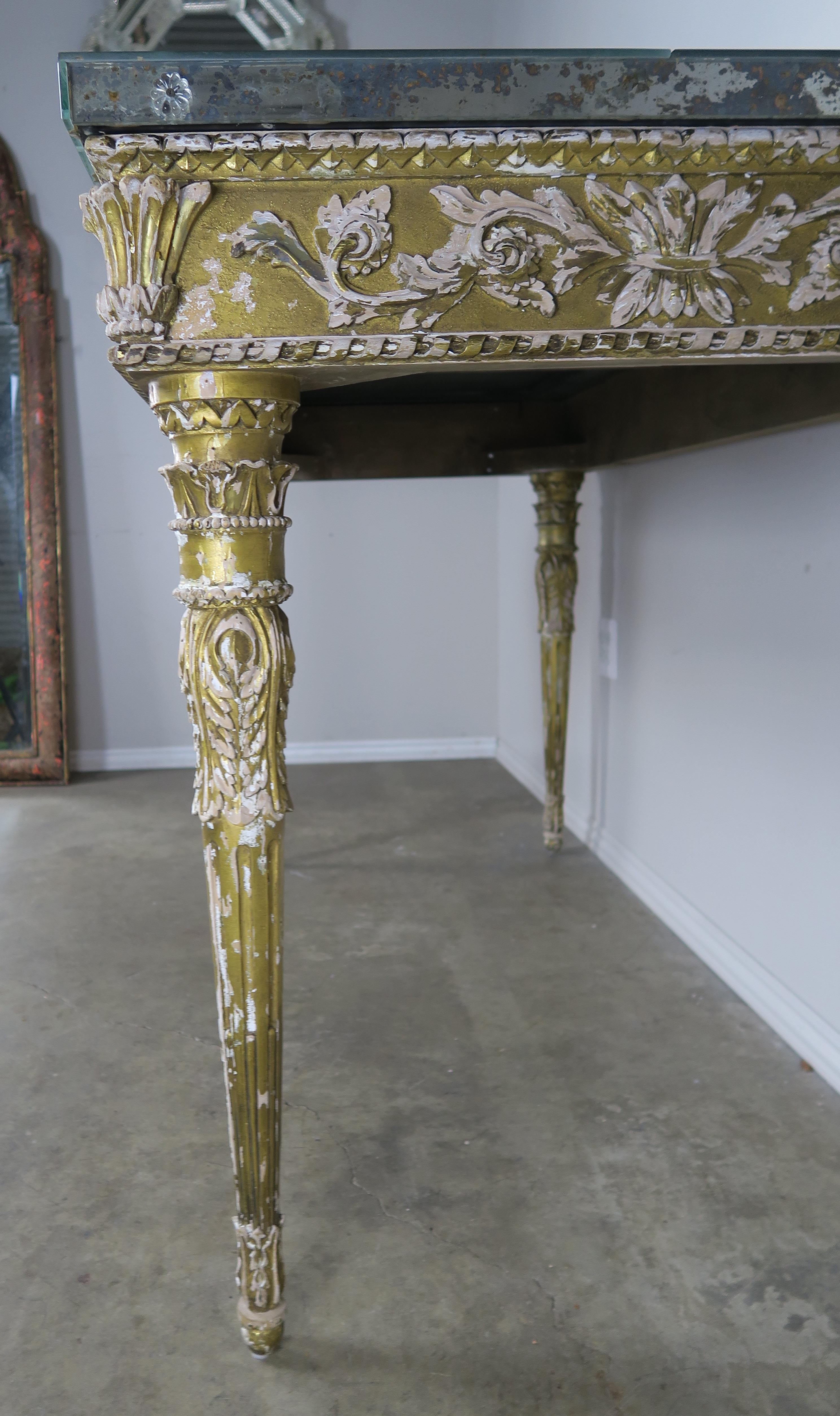 19th Century Italian Neoclassical Style Giltwood Console with Mirrored Top 7