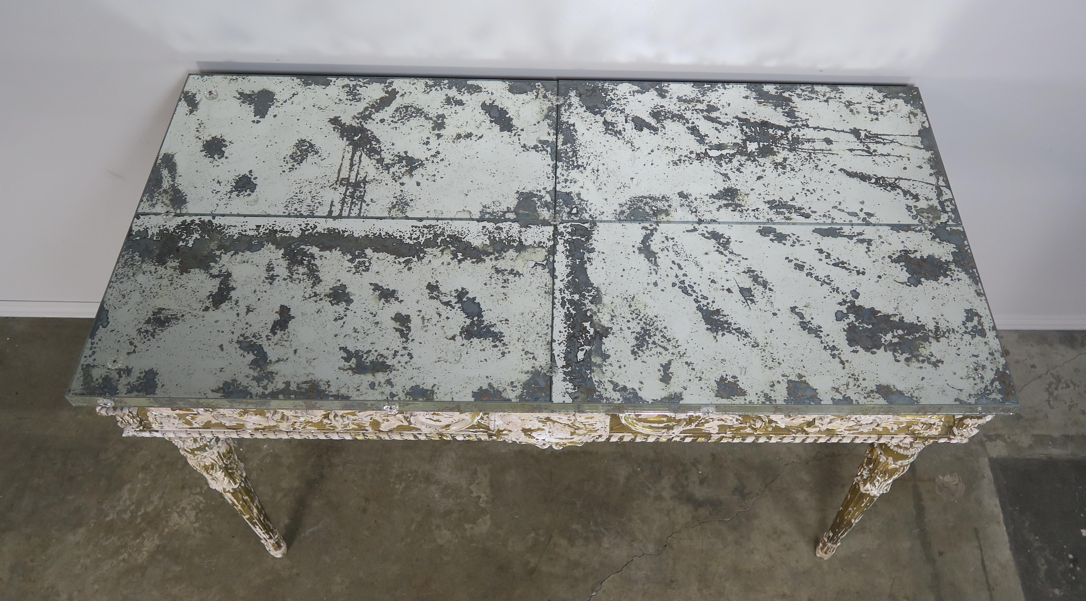 19th Century Italian Neoclassical Style Giltwood Console with Mirrored Top 9