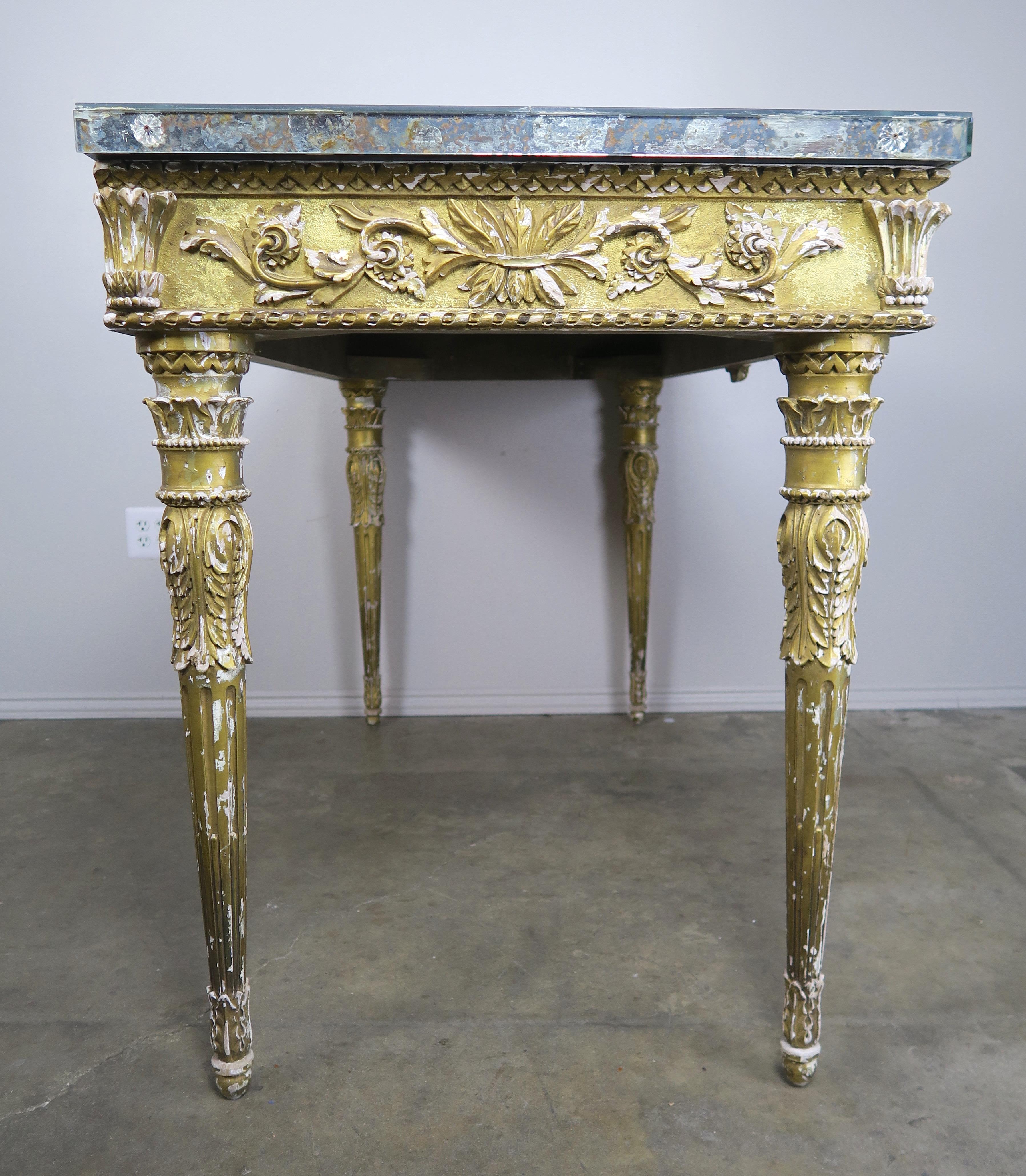 19th Century Italian Neoclassical Style Giltwood Console with Mirrored Top 3