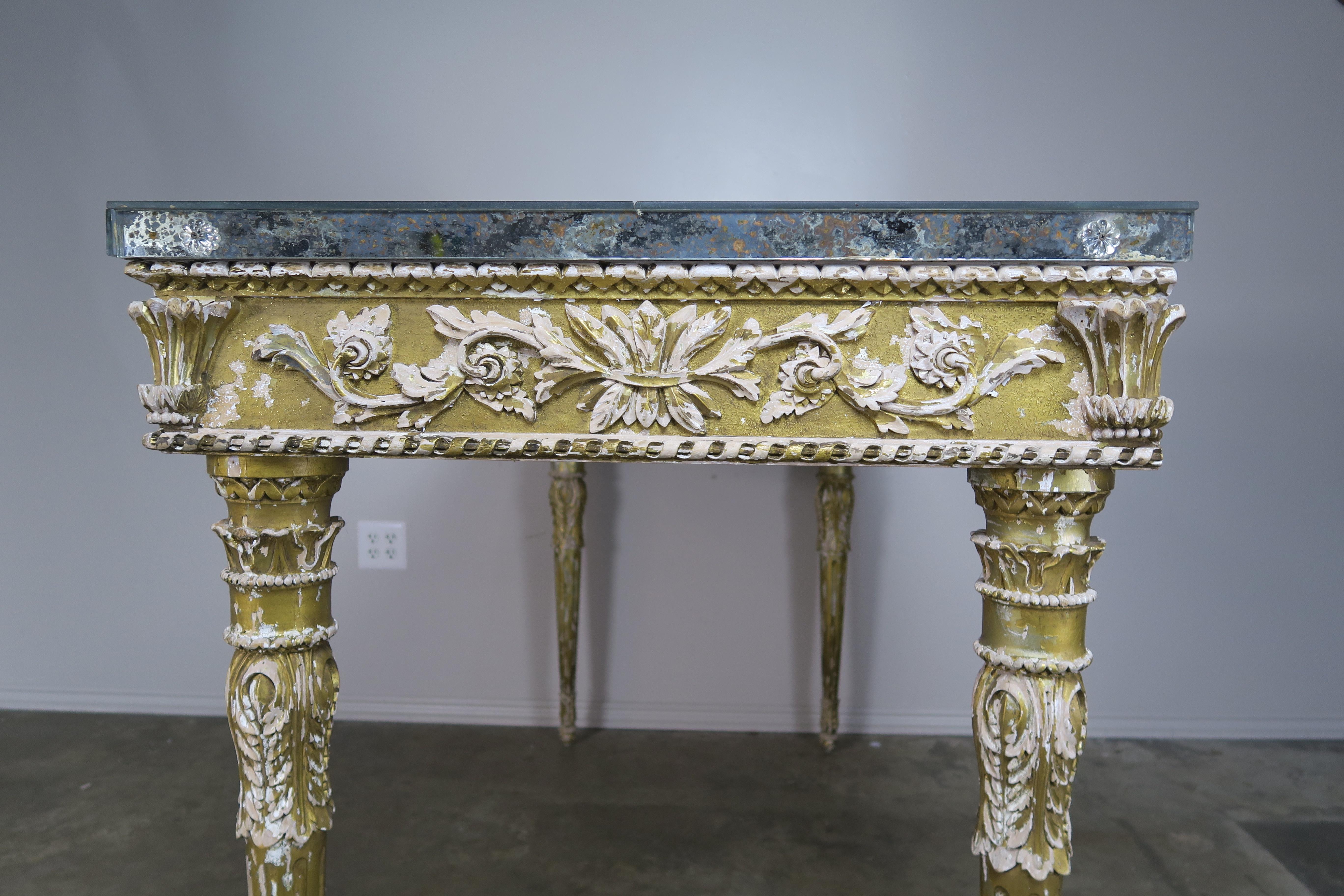 19th Century Italian Neoclassical Style Giltwood Console with Mirrored Top 5