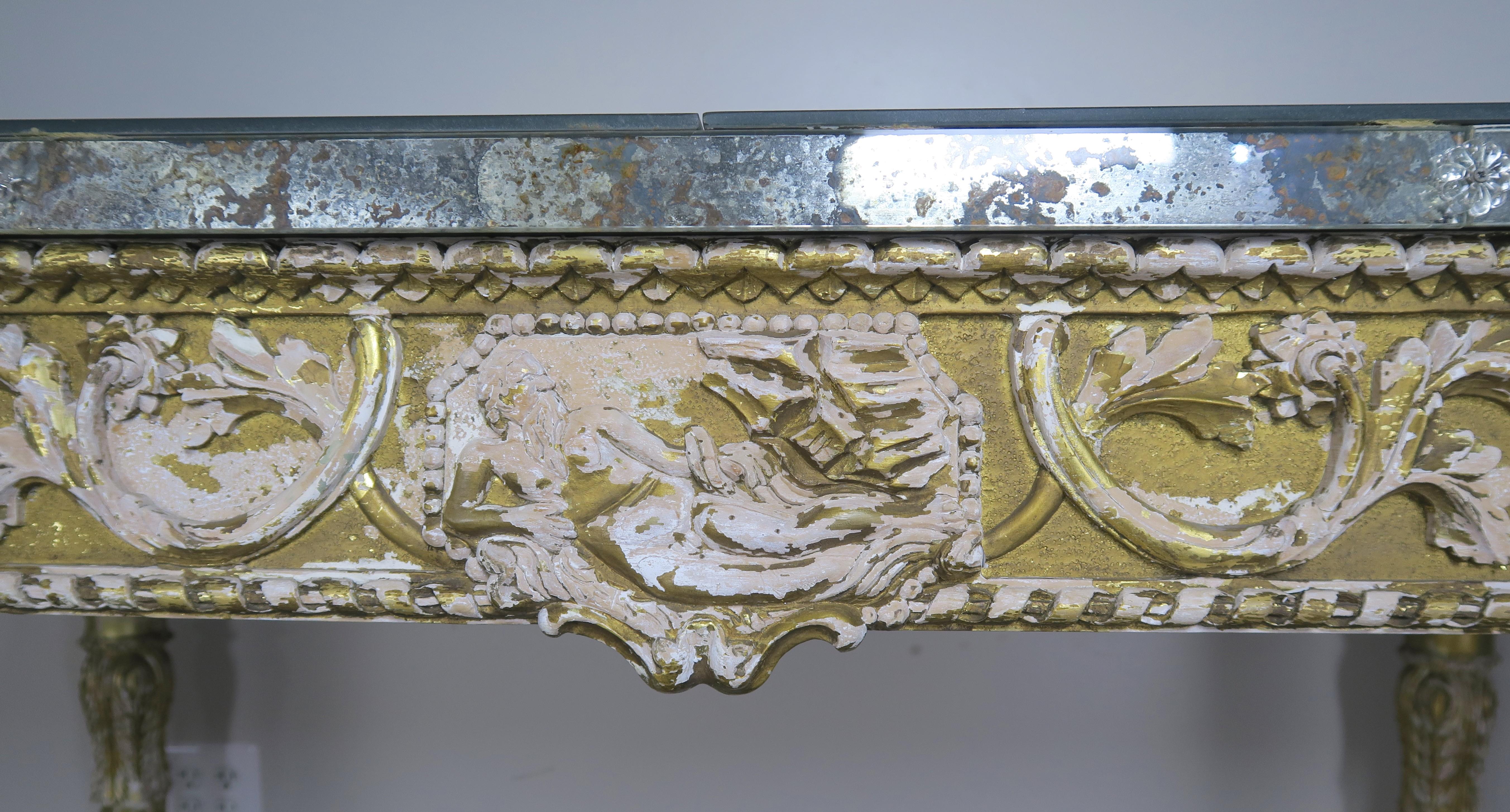 19th Century Italian Neoclassical Style Giltwood Console with Mirrored Top 6