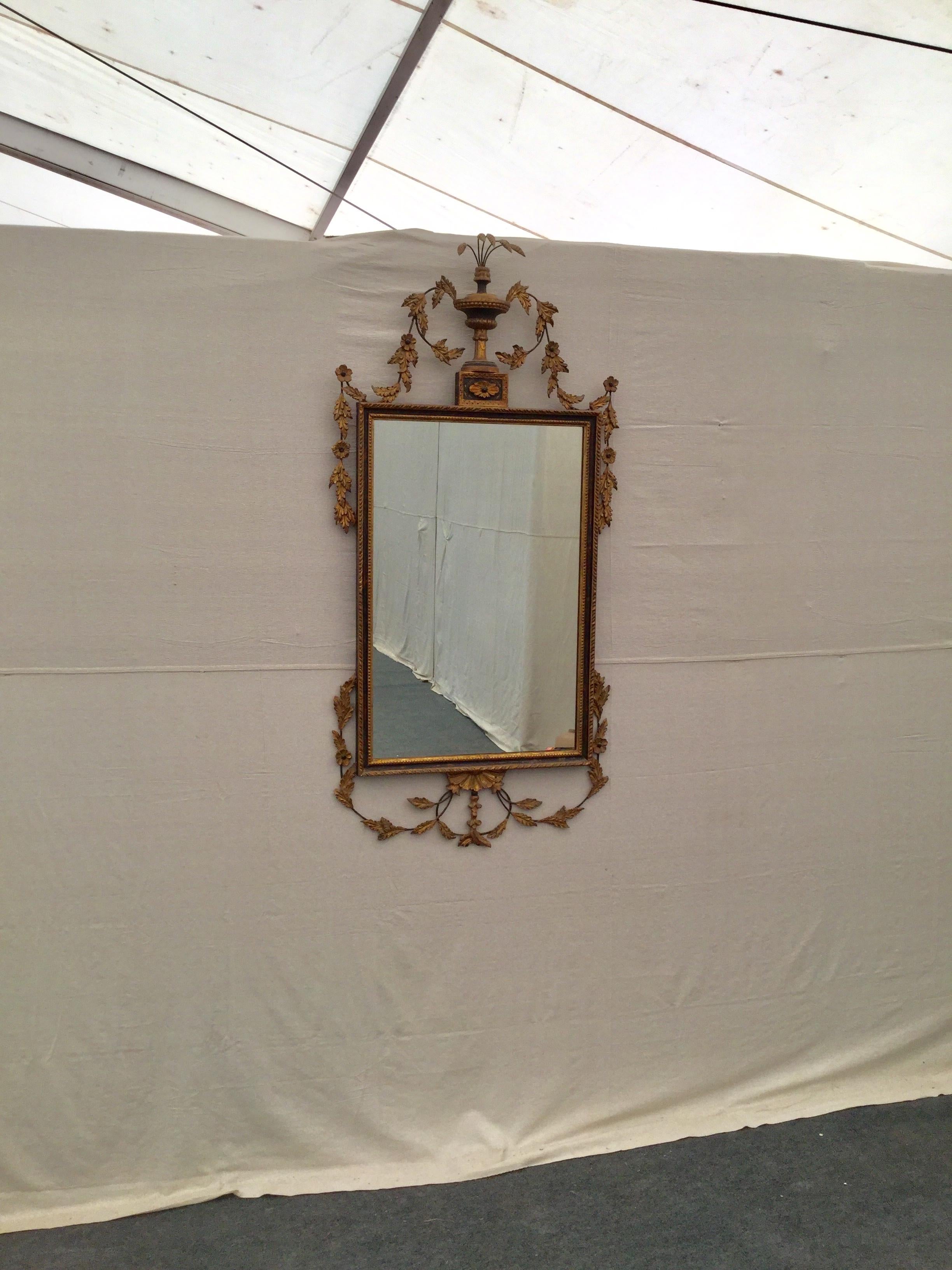 19th Century Italian Neoclassical Style Giltwood Mirror In Good Condition In Houston, TX