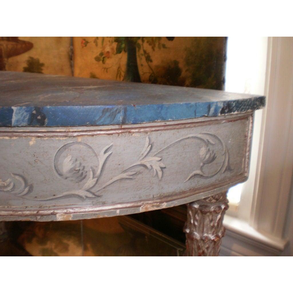 Wood 19th Century Italian Neoclassical Style Painted and Silver Gilt Console Table For Sale