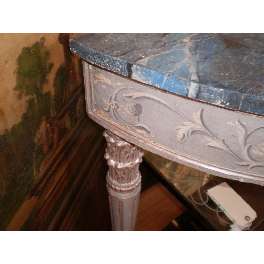 19th Century Italian Neoclassical Style Painted and Silver Gilt Console Table For Sale 1