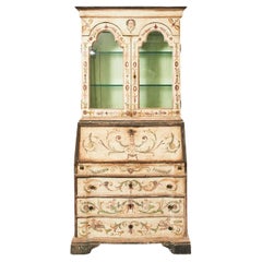 Antique 19th Century Italian Neoclassical Style Painted Secretary Bookcase