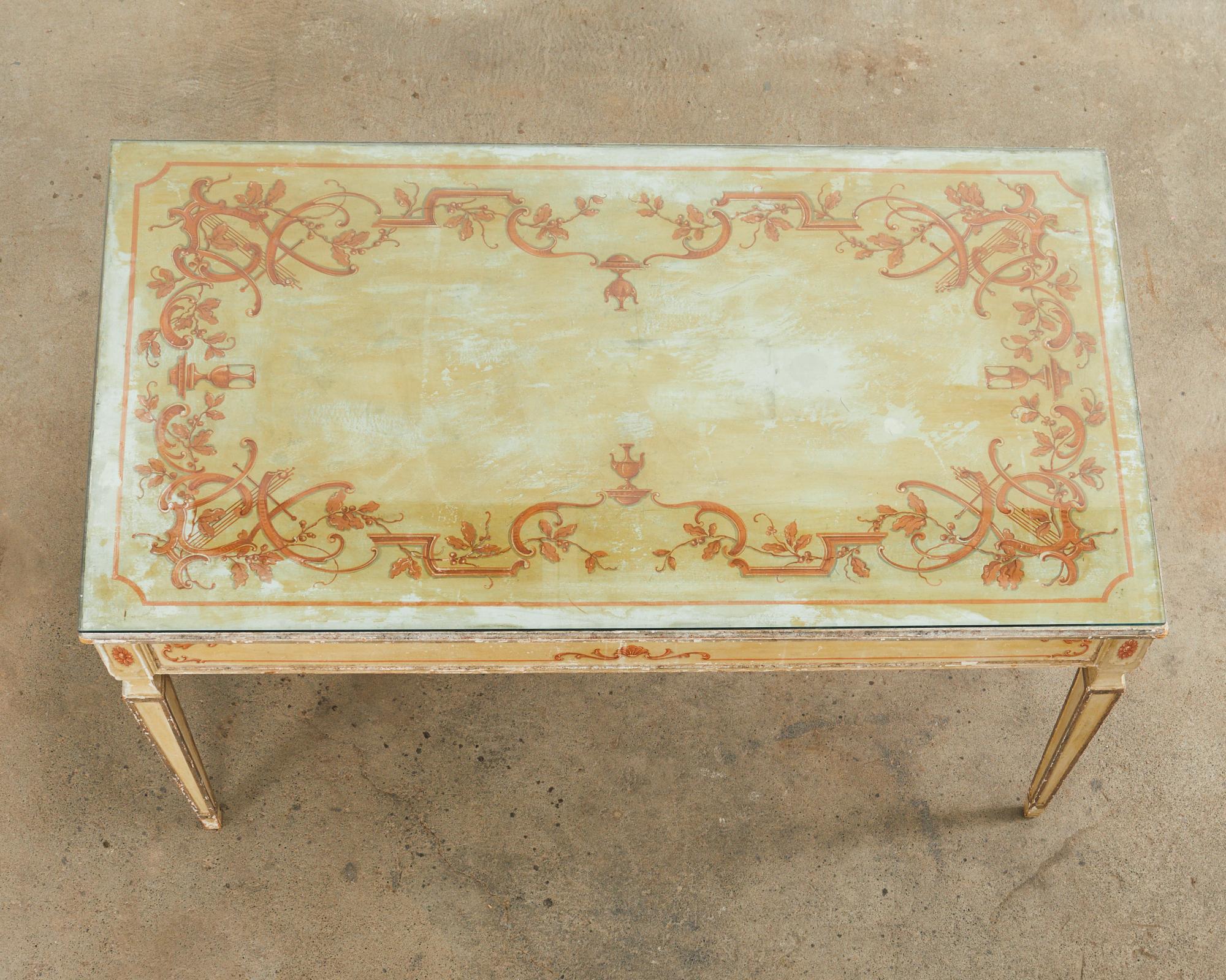 19th Century Italian Neoclassical Style Venetian Painted Dining Table In Distressed Condition For Sale In Rio Vista, CA