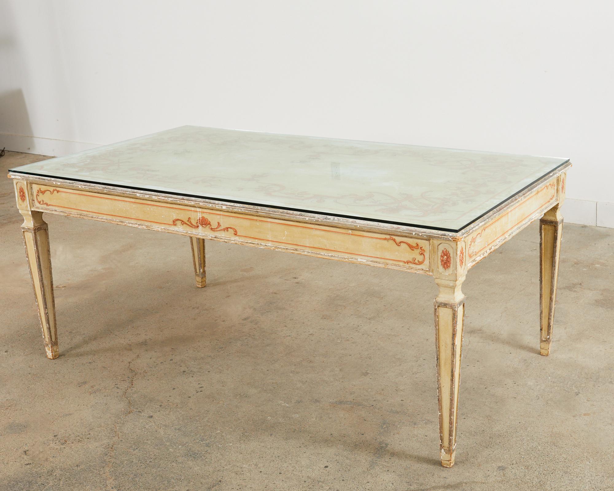 19th Century Italian Neoclassical Style Venetian Painted Dining Table For Sale 1