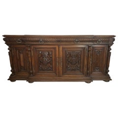 19th Century Italian Neoclassical Style Walnut Carved Sideboard